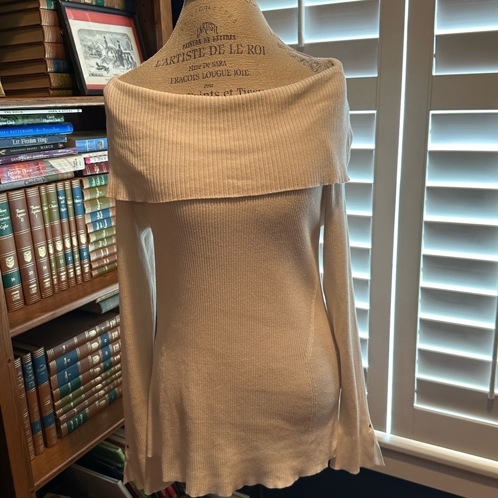 White House Black Market Cream Off-Shoulder Sweater
